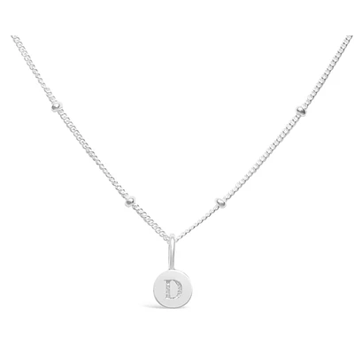 Mini Disk Letter Necklace - "D" Silver