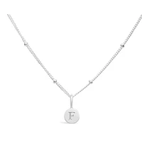 Mini Disk Letter Necklace "F" Silver