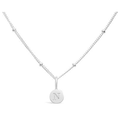 Mini Disk Letter Necklace "N" Silver