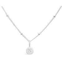 Mini Disk Letter Necklace "N" Silver