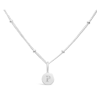 Mini Disk Letter Necklace - "P" Silver