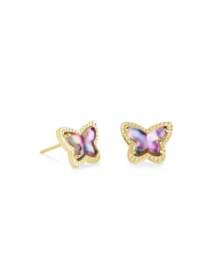 Lillia Butterfly Stud Earring Gold - Lilac Abalone