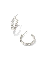 Cailin Crystal Hoop Earrings Rhodium Metal White