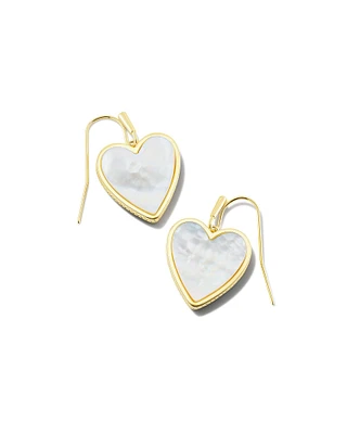 Heart Drop Earrings Gold - Ivory Mother Of Pearl