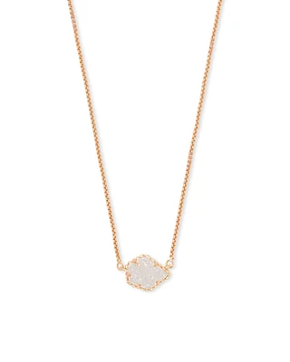 Tess Rose Gold Pendant Necklace - Iridescent Drusy