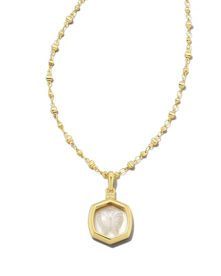 Davie Intaglio Pendant Necklace In Gold - Clear Glass Butterfly