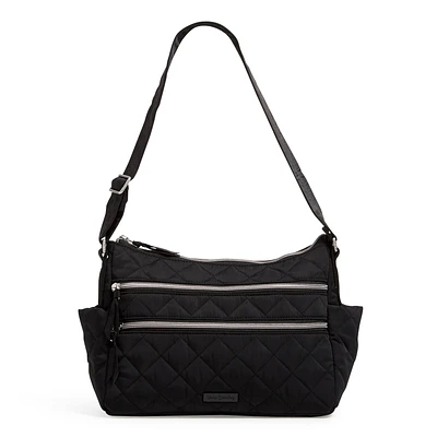 Triple Zip Shoulder Bag - Black