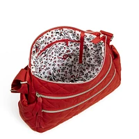 Triple Zip Shoulder Bag - Cardinal Red