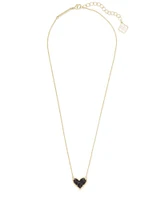 Ari Heart Short Pendant Gold - Black Drusy