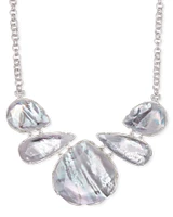 Kenzie Silver Statement Necklace - Ivory Mother Of Pearl