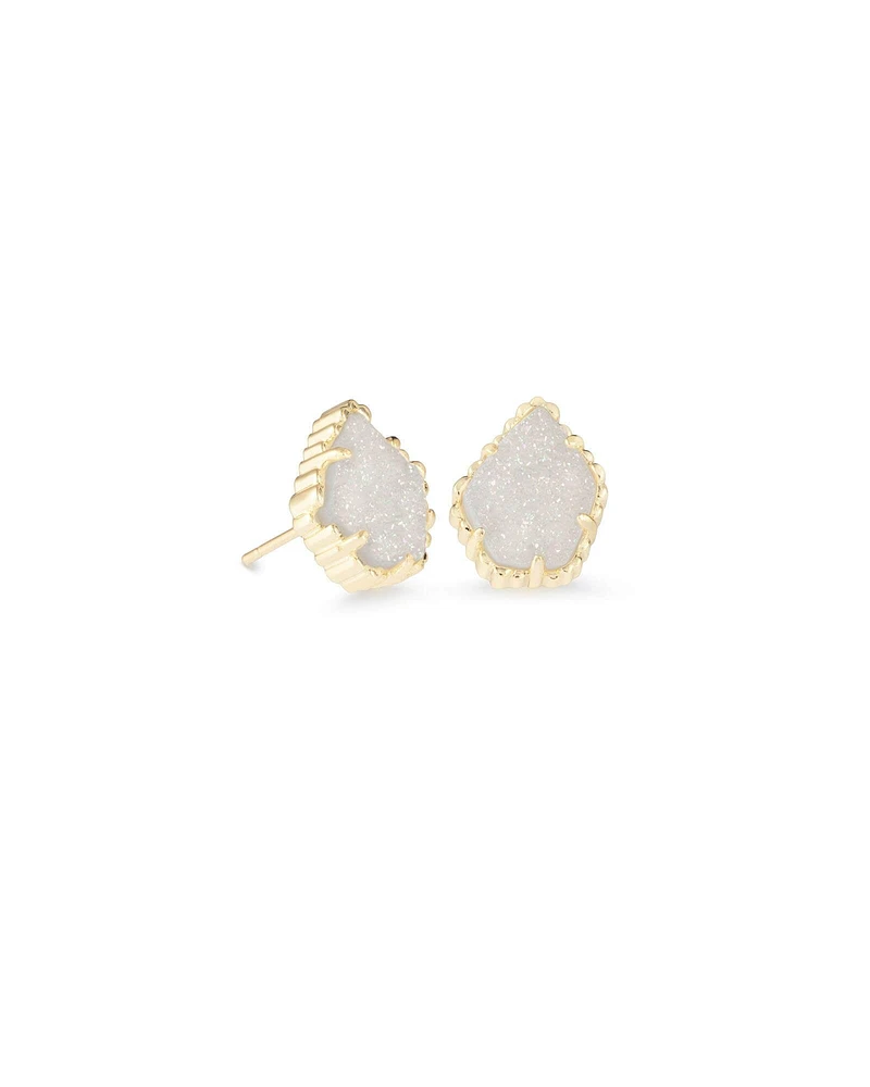 Tessa Gold Stud Earrings - Iridescent Drusy