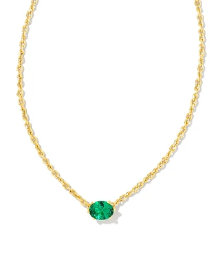 Cailin Crystal Pendant Necklace In Gold - Green Crystal