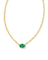 Cailin Crystal Pendant Necklace In Gold - Green Crystal