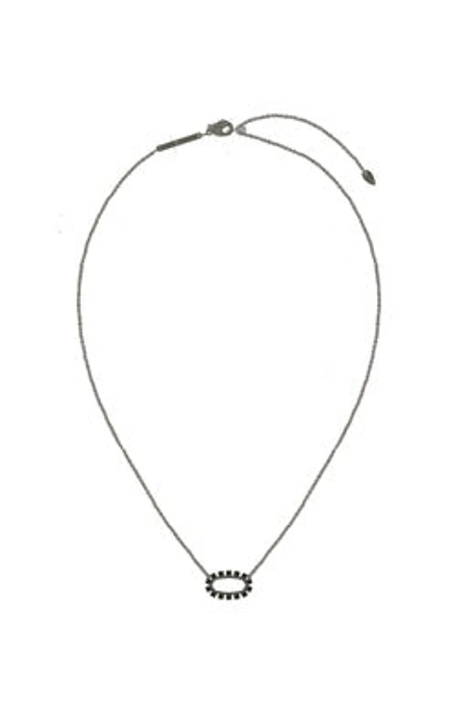 Elisa Open Frame Necklace Gunmetal - Black Spinel