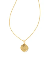 Letter D Disc Pendant Necklace Gold - Iridescent Abalone