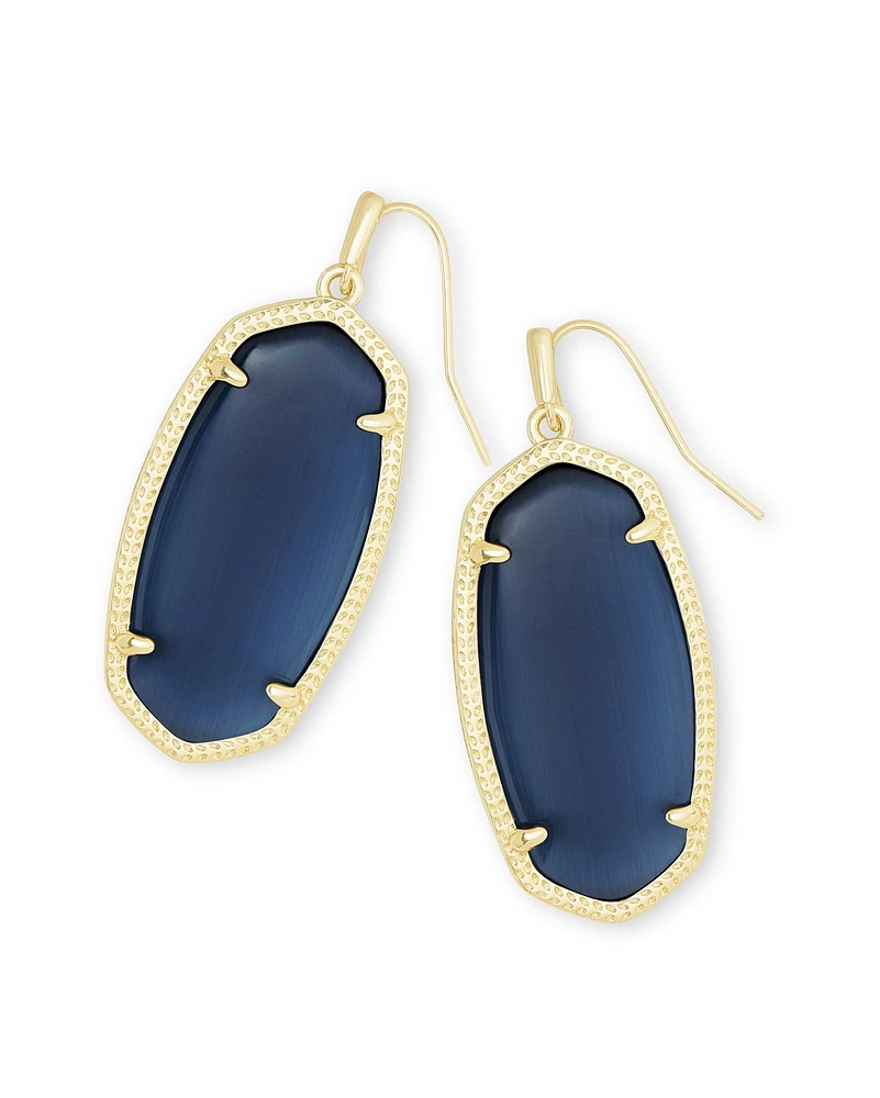 Elle Gold - Navy Cats Eye Earrings