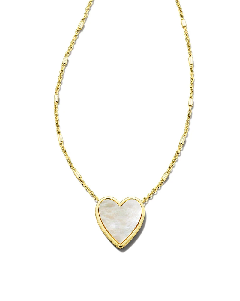 Heart Pendant Necklace Gold - Ivory Mother Of Pearl