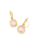 Davie Intaglio Huggie Earrings In Gold - Pink Opalite Dragonfly