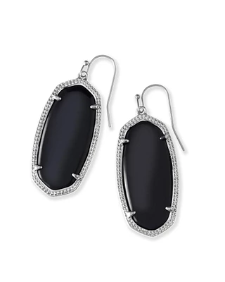 Elle Rhodium Black Earring