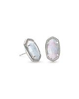 Ellie Rhodium - White Opal Earrings