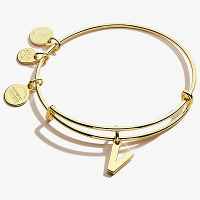 Initial V Charm Bangle