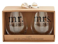 Mr. & Mrs. Est. 2023 Wine Glass Set