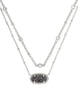 Elisa Rhodium Platinum Drusy Multi Strand Necklace