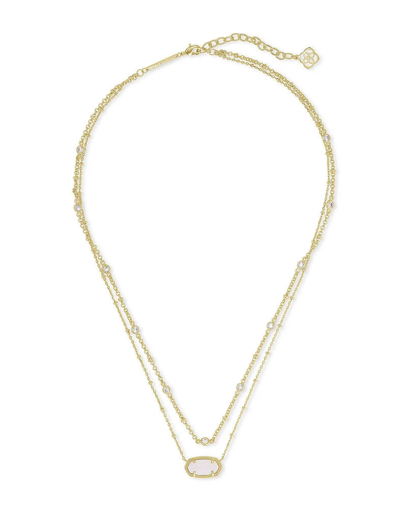 Elisa Gold Iridescent Drusy Multi Strand Necklace