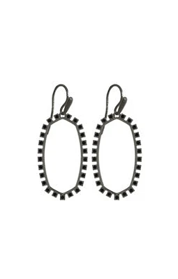 Elle Open Frame Earring Gunmetal - Black Spinel