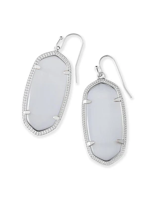 Elle Rhodium - Slate Cat's Eye Earrings