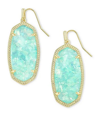 Elle Drop Earrings Gold - Iridescent Mint Illusion