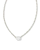 Cailin Crystal Pendant Necklace In Rhodium Metal - White Crystal