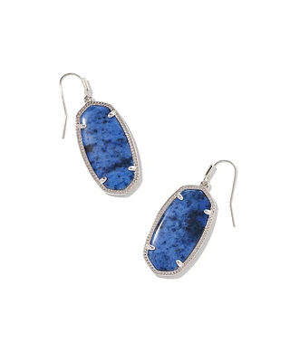 Elle Earrings Rhodium - Blue Dumoitierite