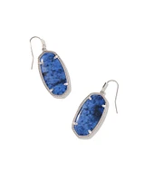 Elle Earrings Rhodium - Blue Dumoitierite