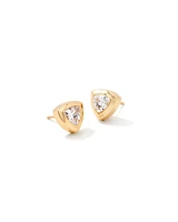 Arden Gold Stud Earrings - White Crystal