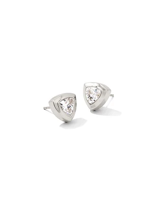 Arden Stud Earrings - Rhodium White Crystal