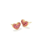 Ari Pave Crystal Heart Earrings Gold