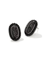 Baguette Ellie Stud Earrings Gunmetal - Black Drusy