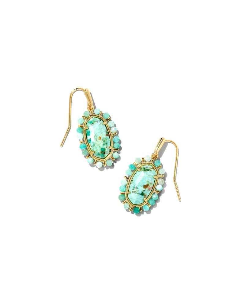 Beaded Lee Drop Earring Gold - Sea Green Chrysocolla