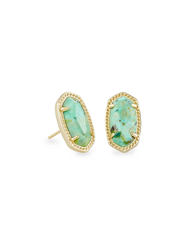 Ellie Earring Gold - Sea Green