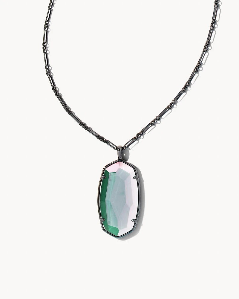 Faceted Reid Necklace Gunmetal - Gray Dichroic Glass