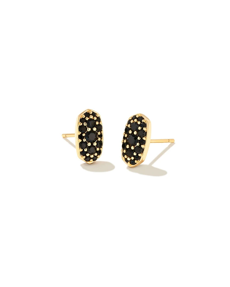 Grayson Crystal Stud Earrings Gold - Black Spinel