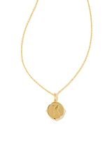 Letter K Disc Pendant Necklace Gold - Iridescent Abalone