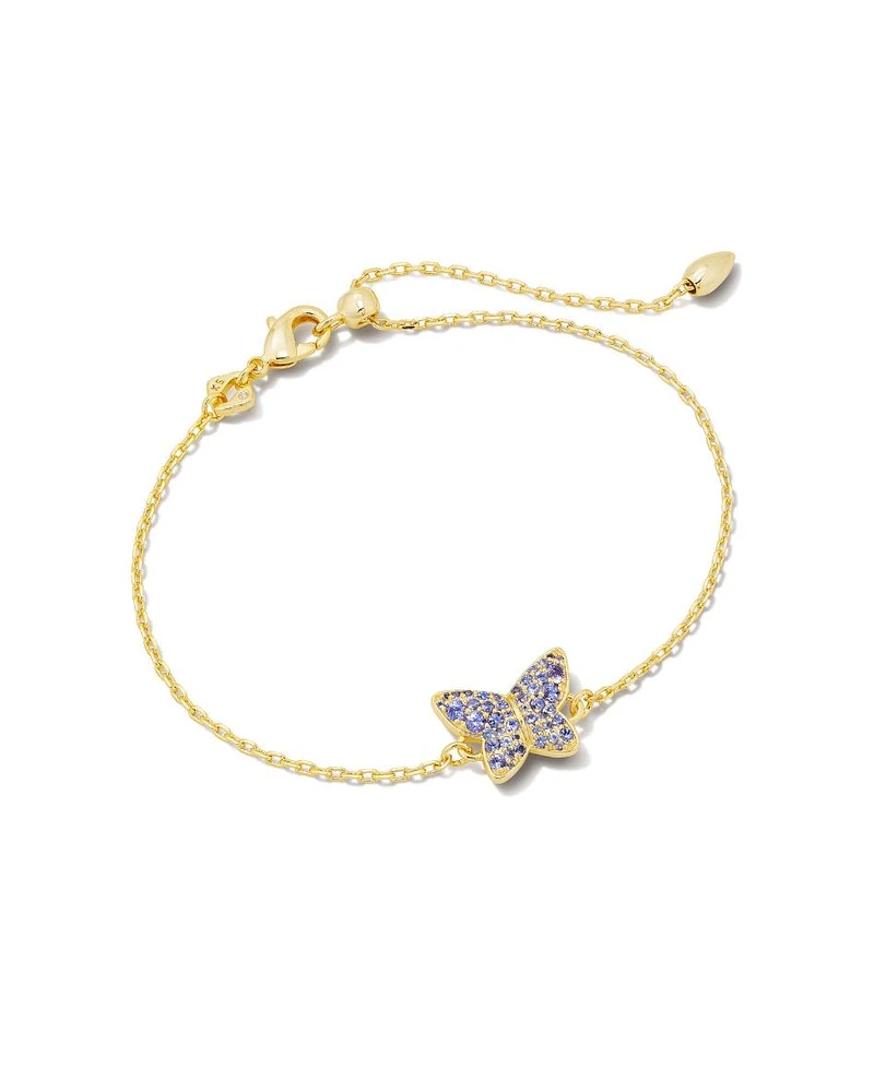 Lillia Crystal Delicate Chain Bracelet Gold - Violet Crystal