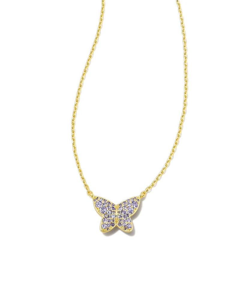 Lillia Crystal Pendant Necklace Gold - Violet Crystal