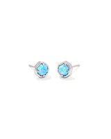 Nola Stud Earrings Rhodium Light Blue Kyocera Opal