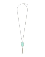 Rayne Long Pendant Necklace Rhodium - Iridescent Mint Illusion