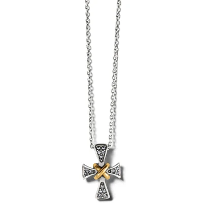 Meridian Two Tone Mini Cross Necklace