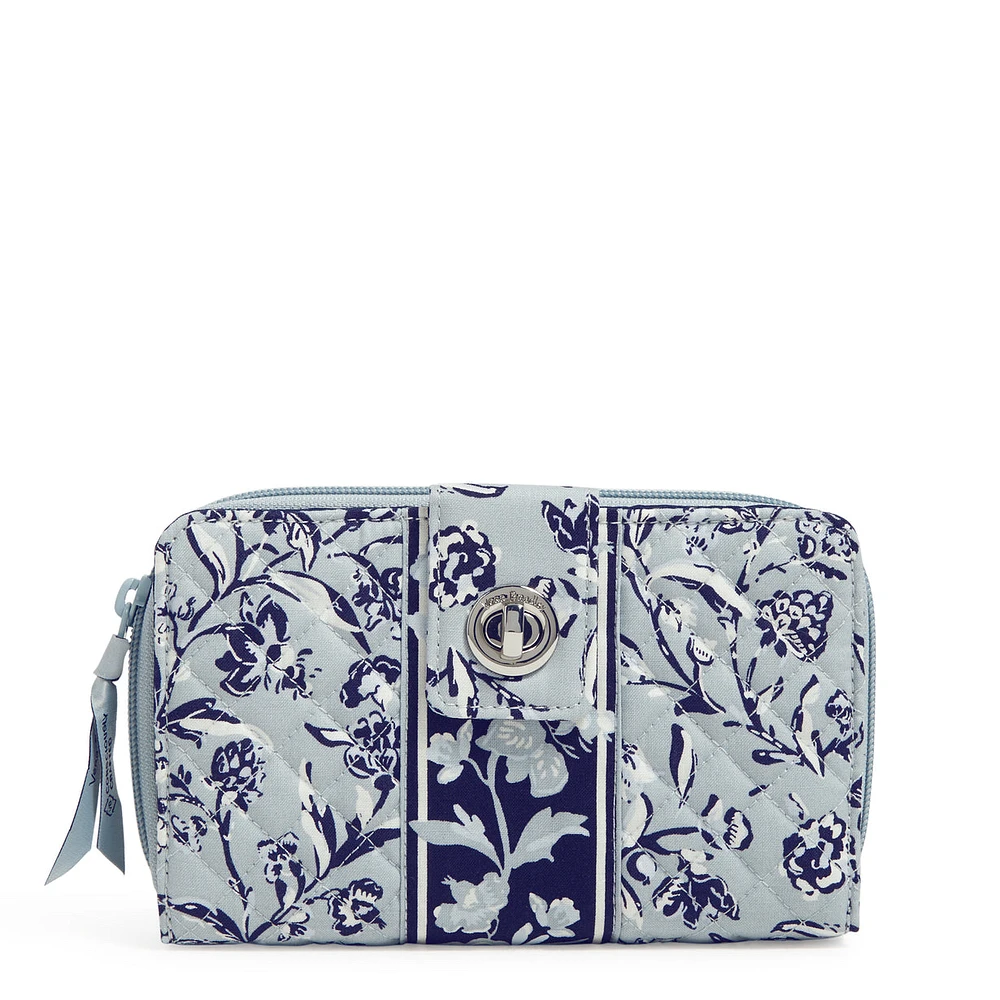 RFID Turnlock Wallet - Perennials Gray