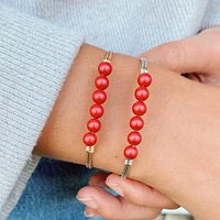 Crystal Pearl Bangle Bracelet Scarlet